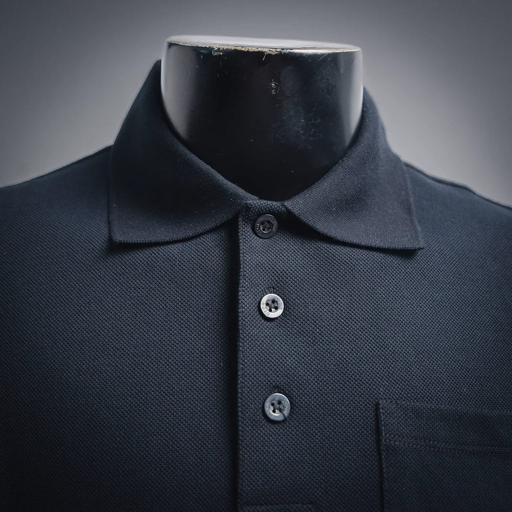Dior polo shirt collar and front buttons, dark navy with chest pocket
