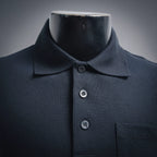Dior polo shirt collar and front buttons, dark navy with chest pocket