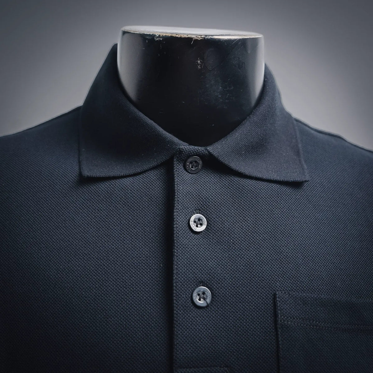 Dior polo shirt collar and front buttons, dark navy with chest pocket