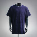 Dior short-sleeve knit shirt in dark blue with textured pattern and crew neckline