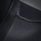 Black T-shirt ribbed neckline with close-up stitching