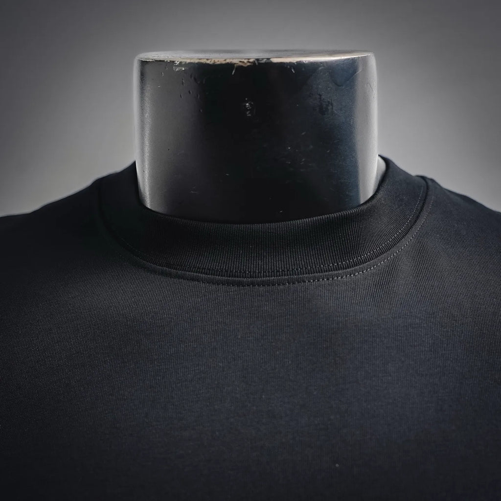 Black Dior crewneck T-shirt neckline close-up