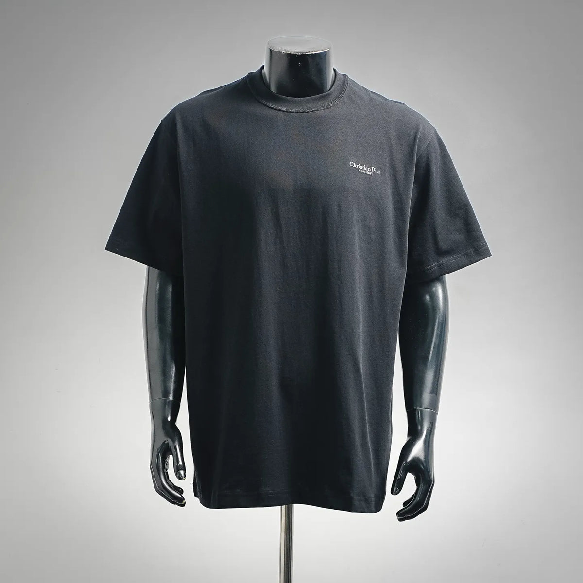 Black Dior crewneck T-shirt with small chest logo