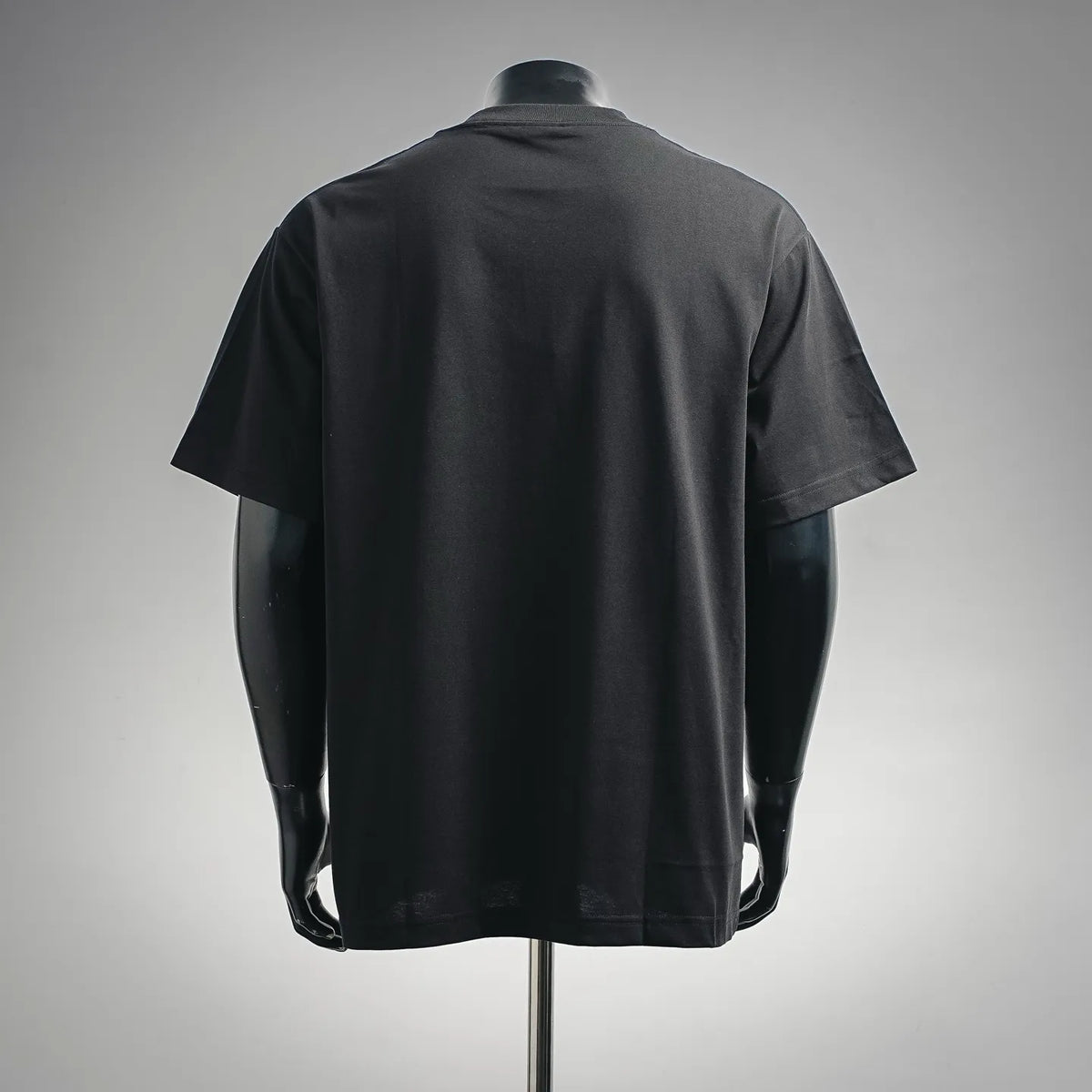 Black Dior short-sleeve T-shirt, plain back view on a mannequin
