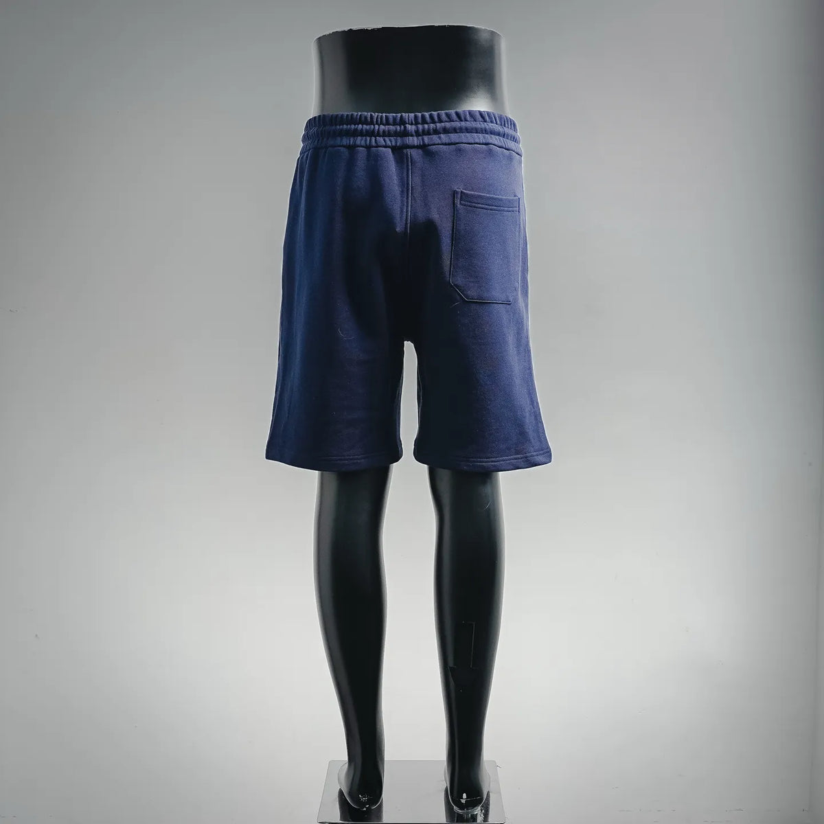 Navy Dior drawstring shorts with back welt pocket and relaxed straight legs