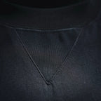 Dior short-sleeve T-shirt neckline close-up, dark ribbed collar with stitching