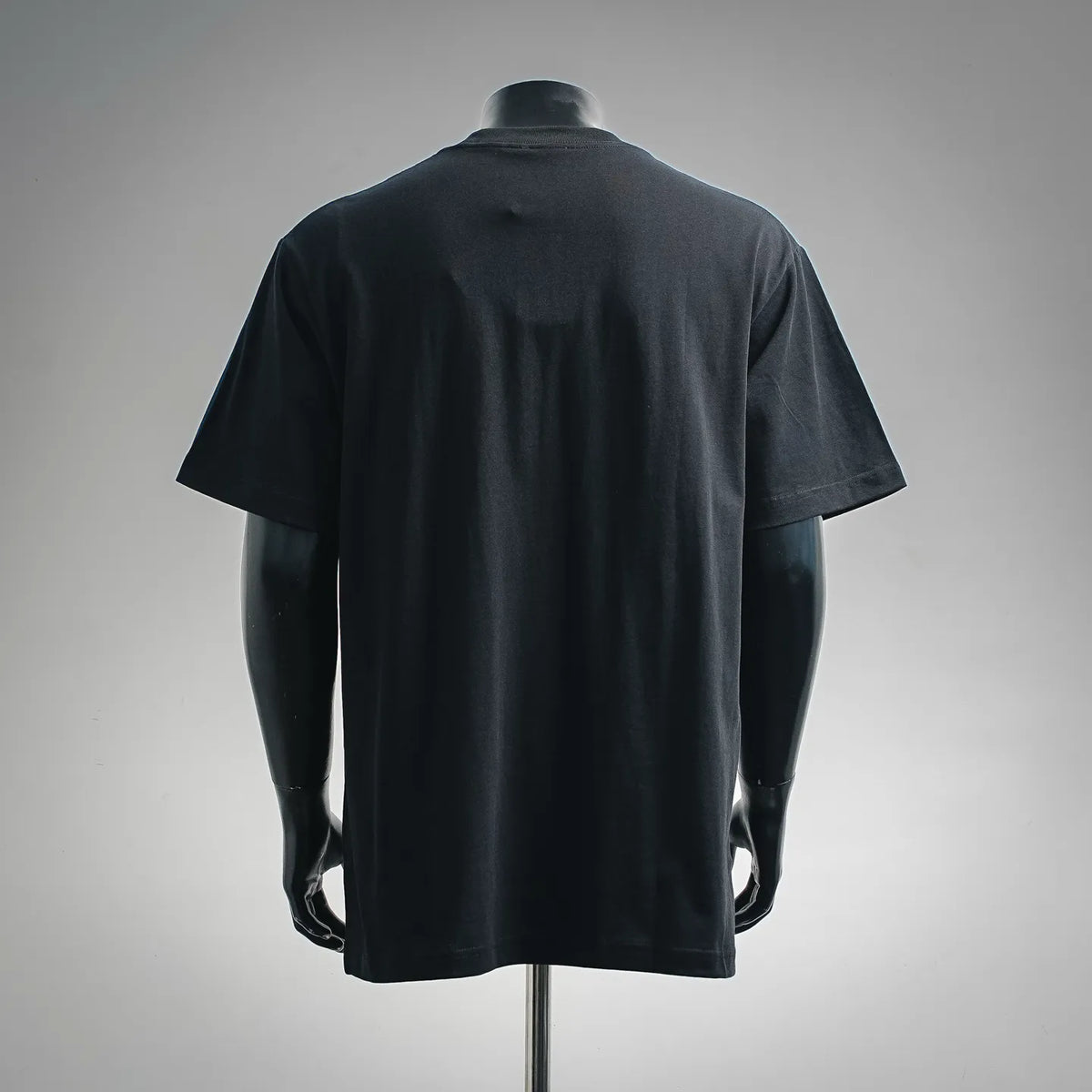 Dior short-sleeve T-shirt back view, dark color, crew neck, plain back