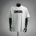 White Dior logo crewneck T-shirt on mannequin, front view