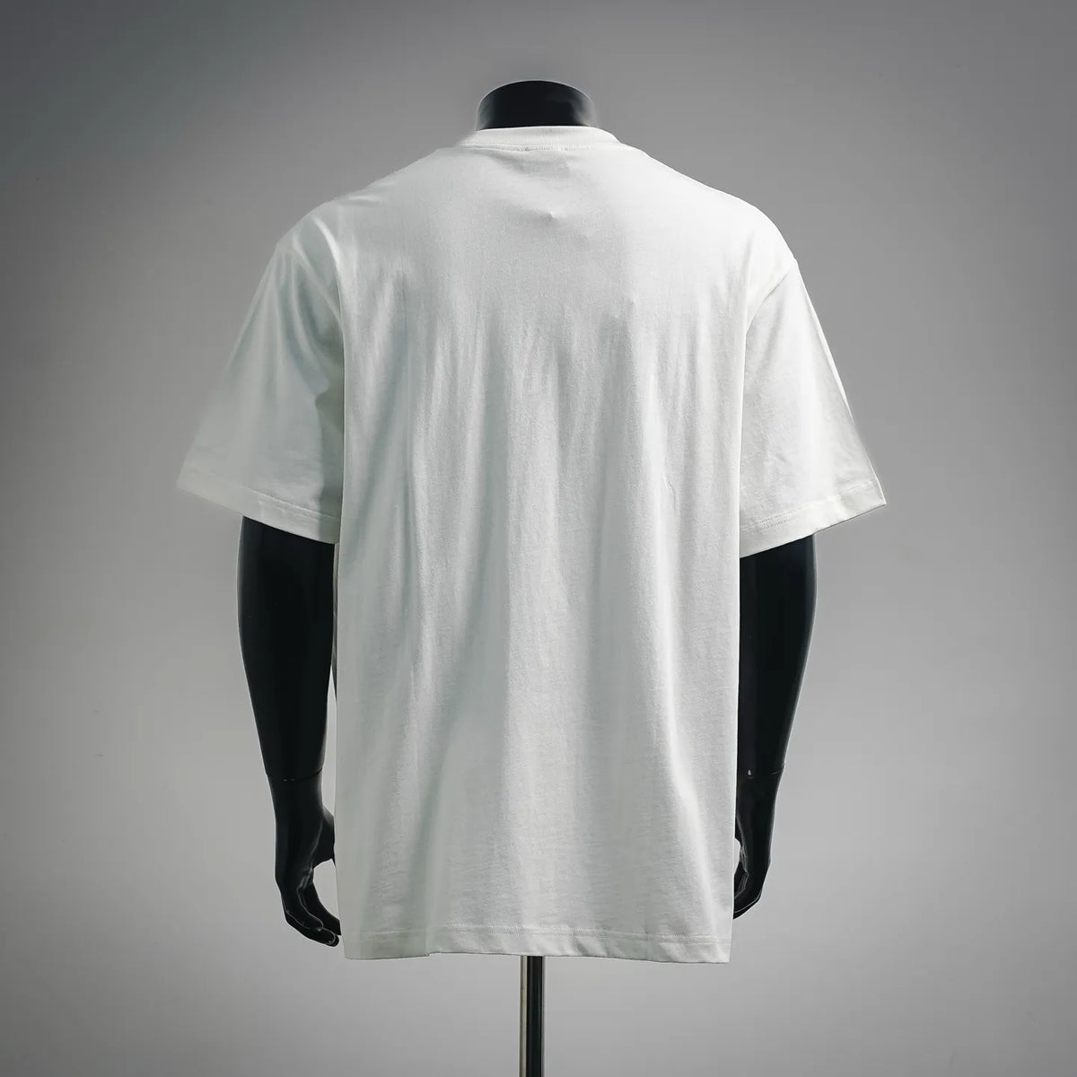 White Dior logo crewneck T-shirt on mannequin, back view