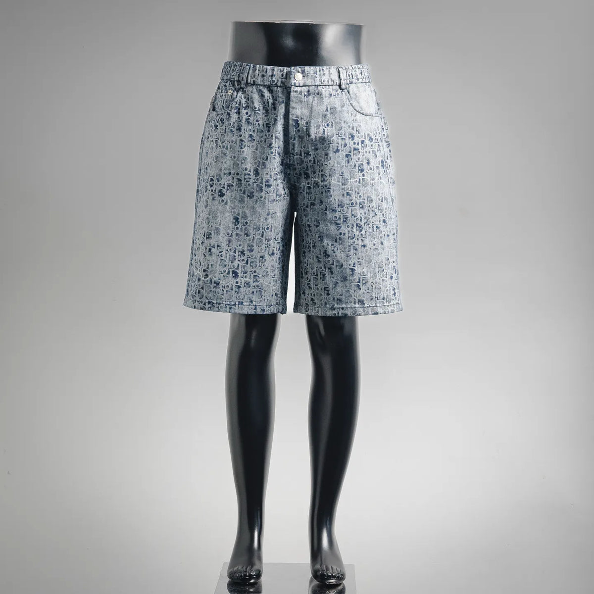 Dior blue patterned shorts with elastic waistband