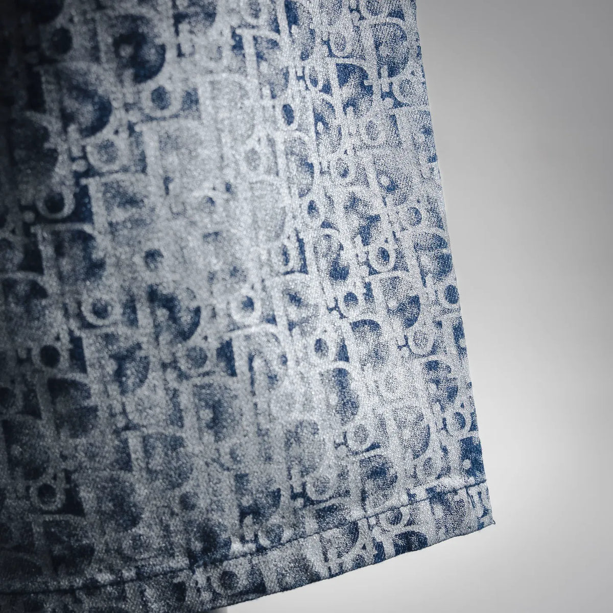 Dior blue patterned shorts with side seam and short hem