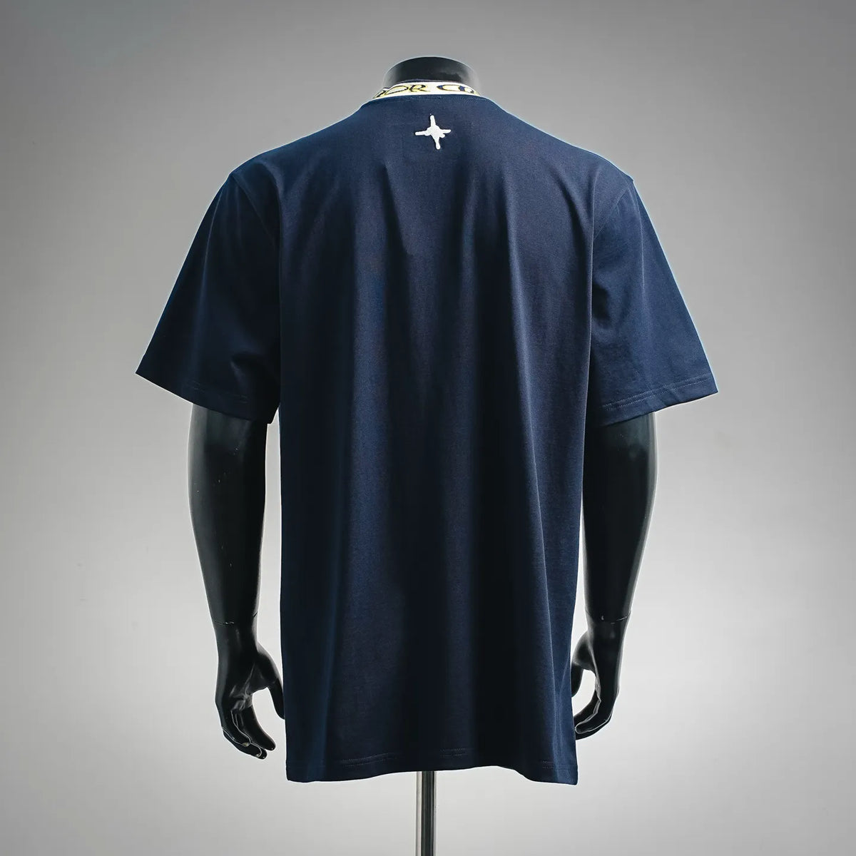 Dior short-sleeve T-shirt, navy blue, crew neck, white emblem on upper back