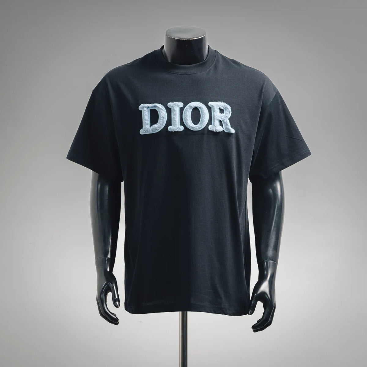 Dior short-sleeve T-shirt with ribbed crew neck and large light DIOR logo print