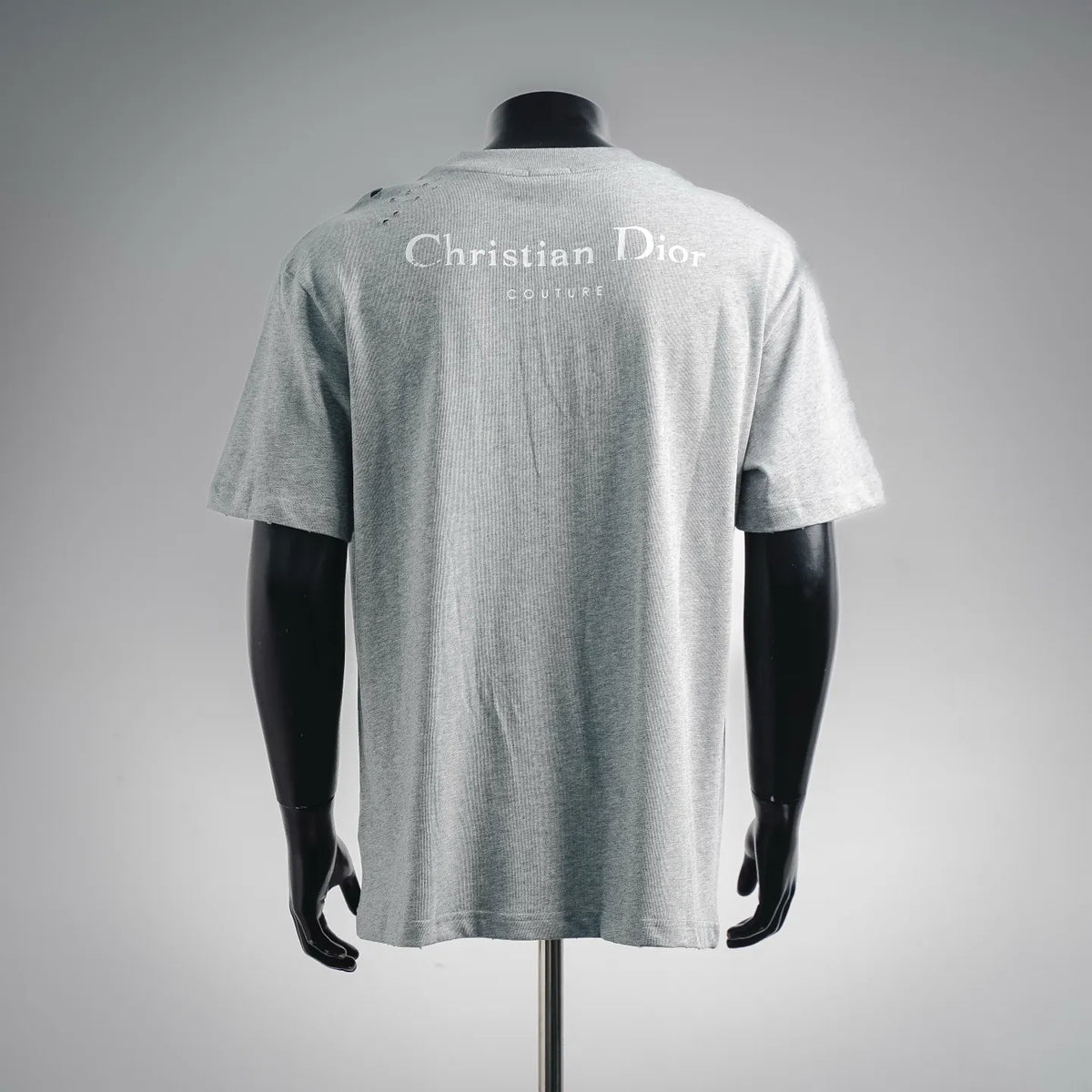 Light gray back of Dior T-shirt with Christian Dior Couture print