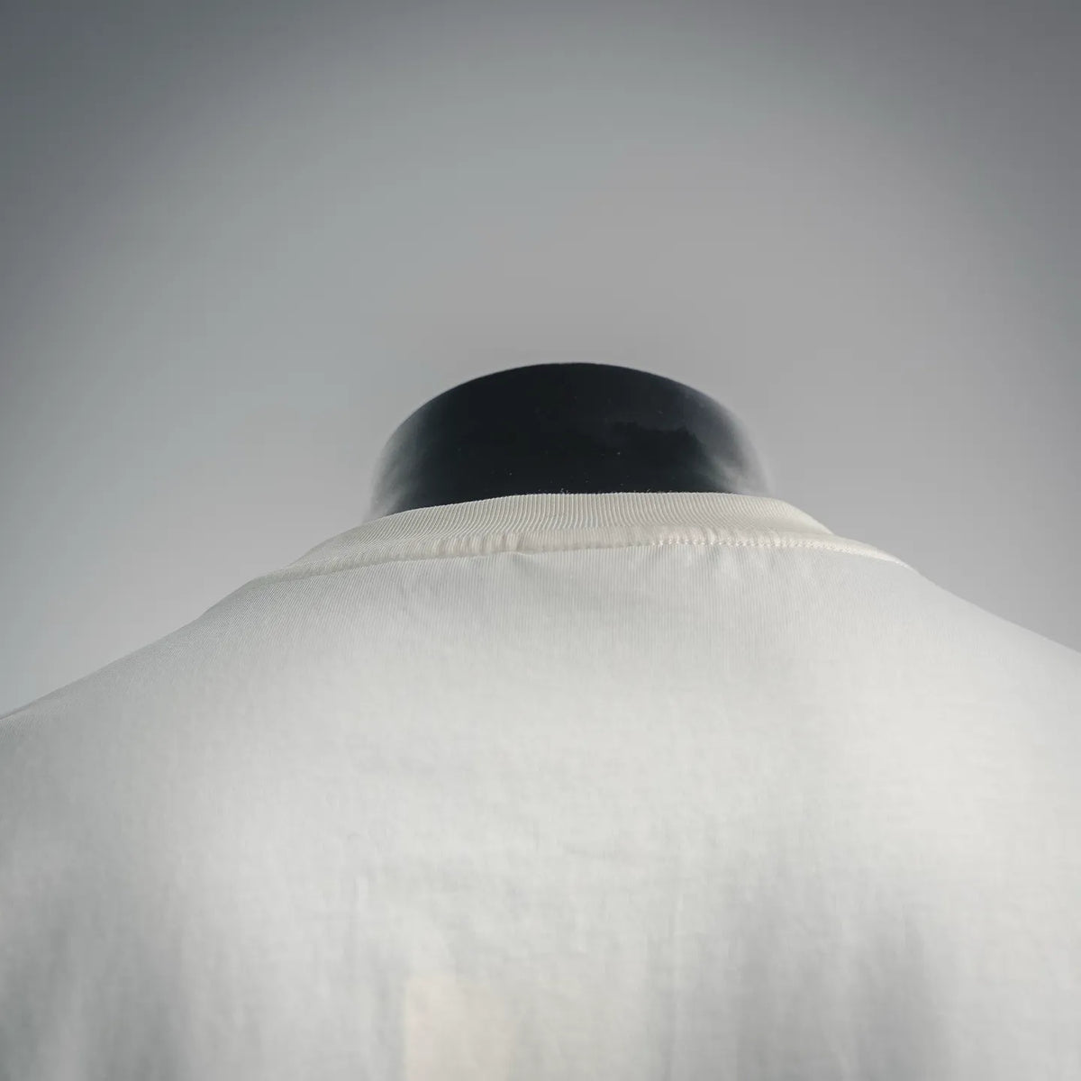 White Dior short-sleeve T-shirt neckline and back yoke close-up