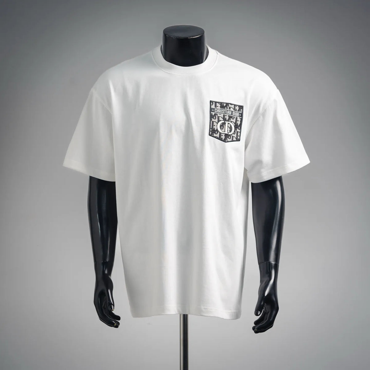 White Dior T-shirt with front graphic logo patch