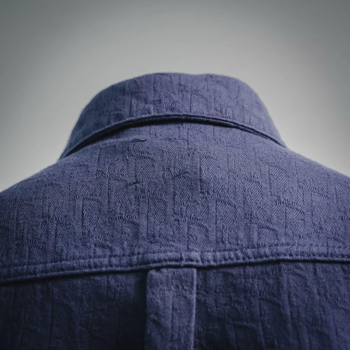 Dior shirt collar and upper back yoke, dark navy textured fabric