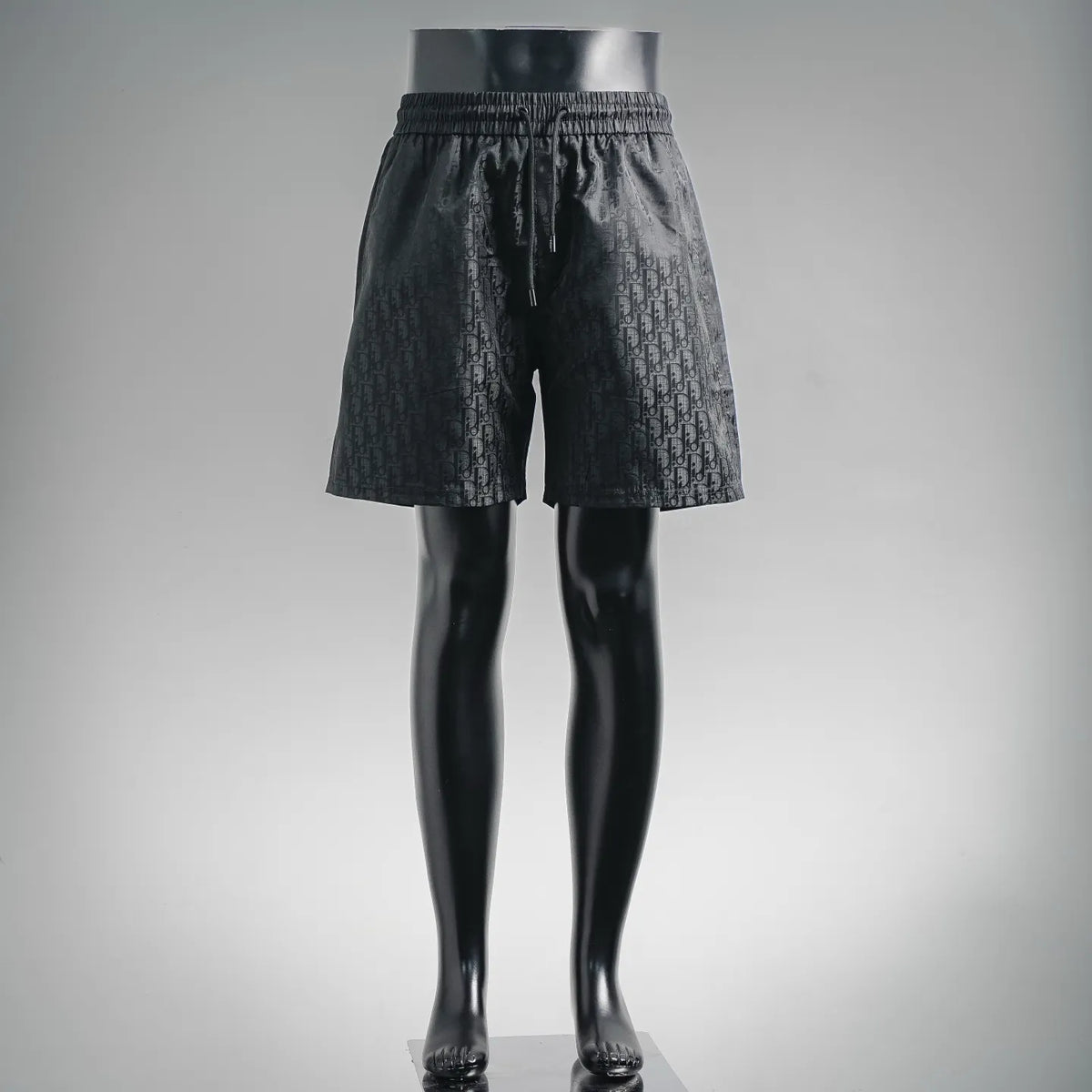 Dior black graphic shorts with elastic waistband and drawstring