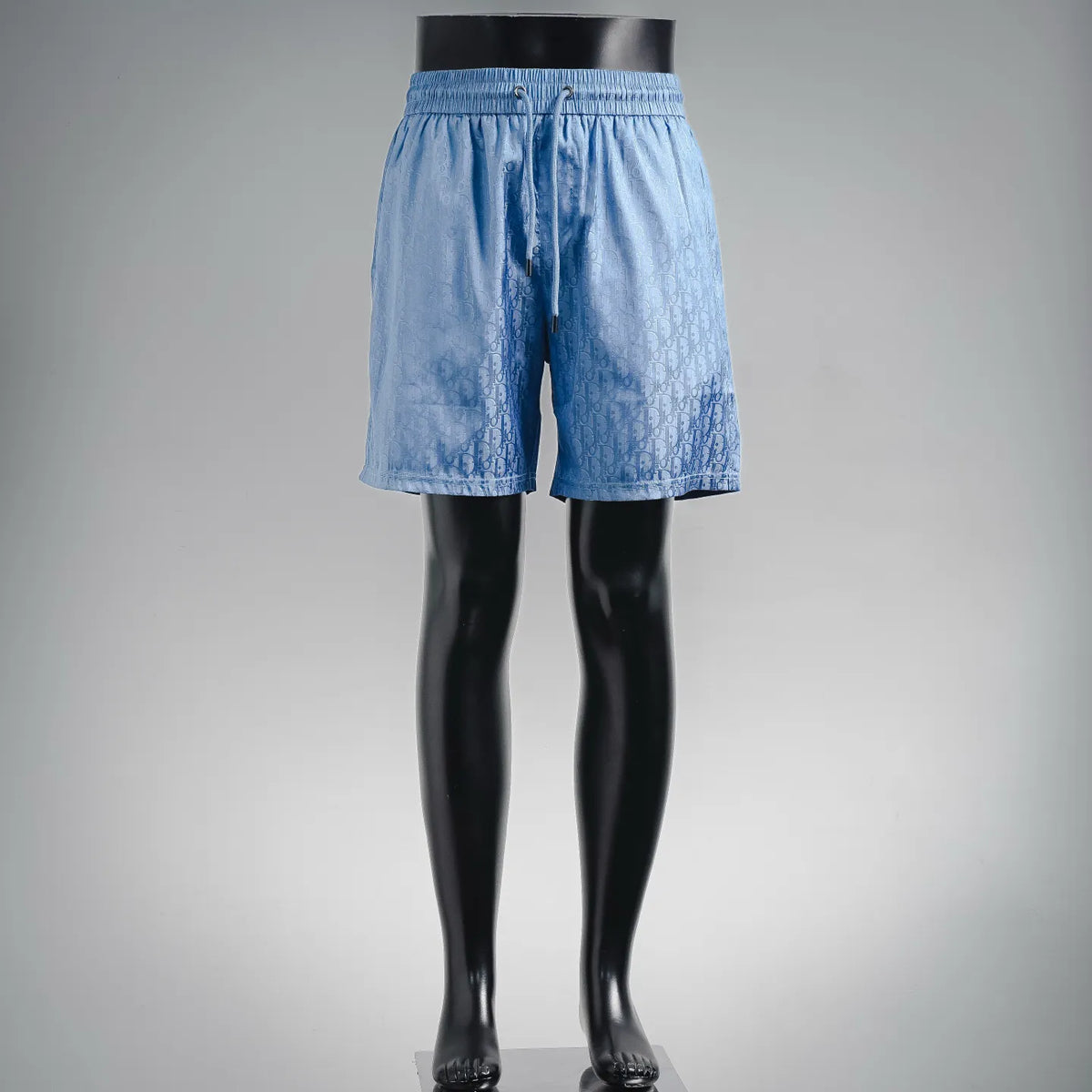 Dior light blue drawstring shorts with elastic waistband