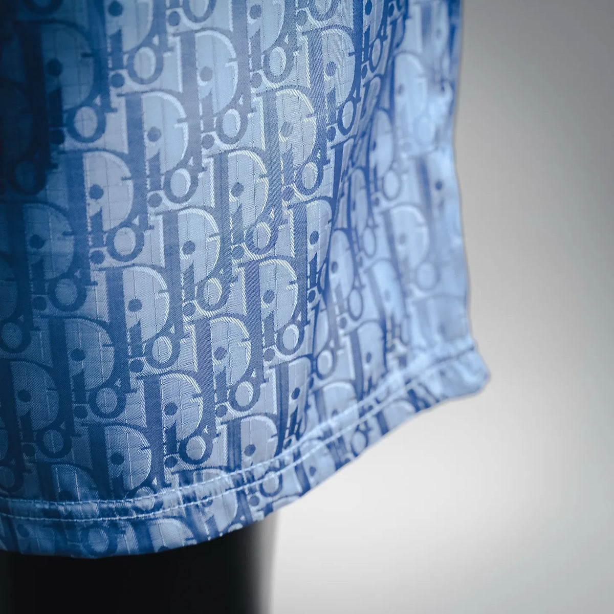 Dior light blue shorts with all-over monogram pattern