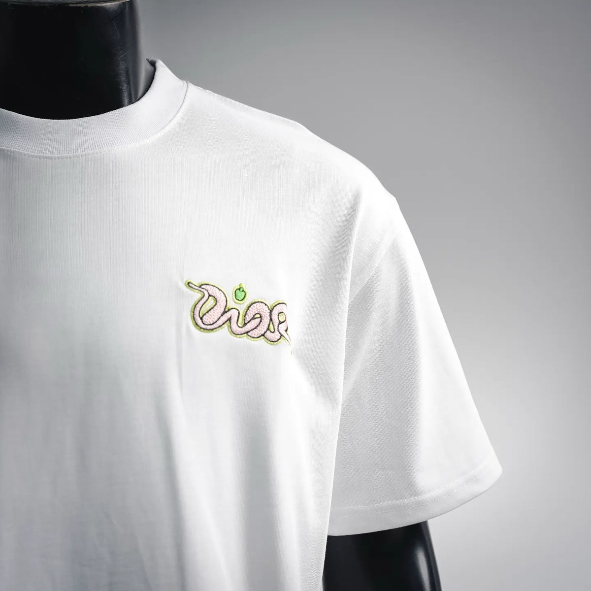 White T-shirt with embroidered multicolor 'Dior' logo on chest