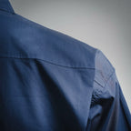 Dior short-sleeve shirt in dark blue with side seam stitching and sleeve placket detail