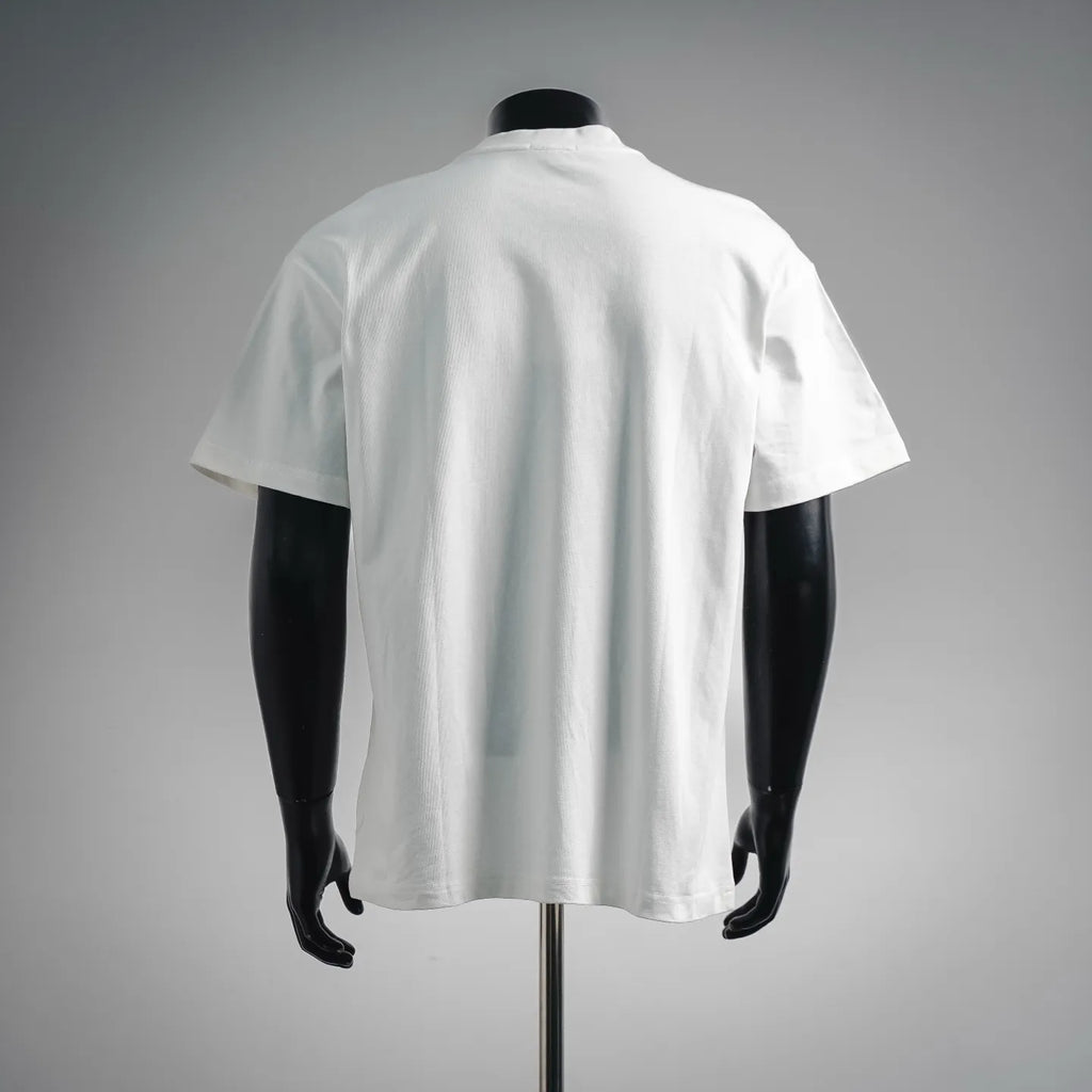 White short-sleeve T-shirt with plain back