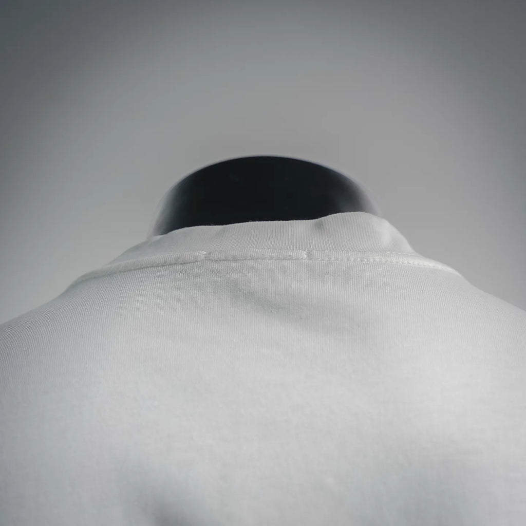 White T-shirt back neckline with ribbed collar