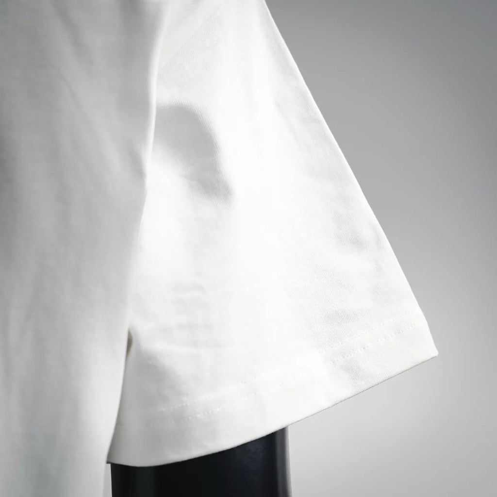 White short-sleeve T-shirt side profile with straight hem