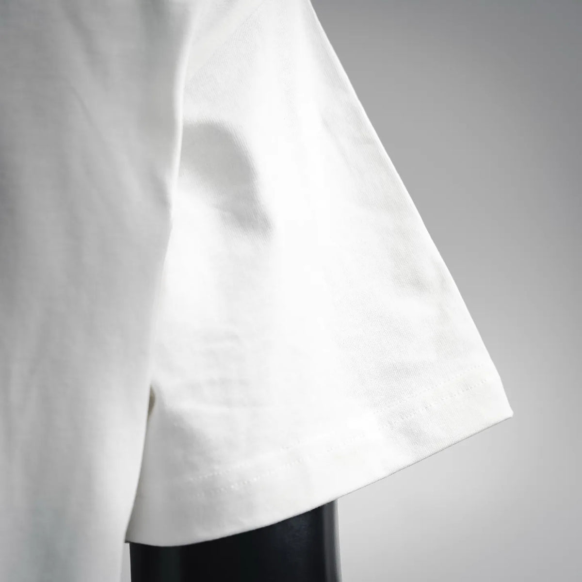 White short-sleeve T-shirt side profile with straight hem