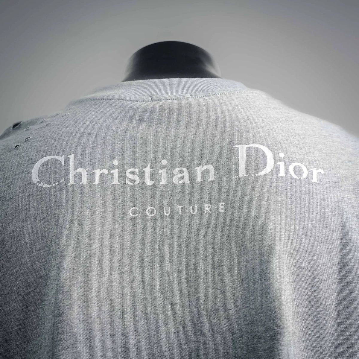 Christian Dior back logo print on heather gray T-shirt