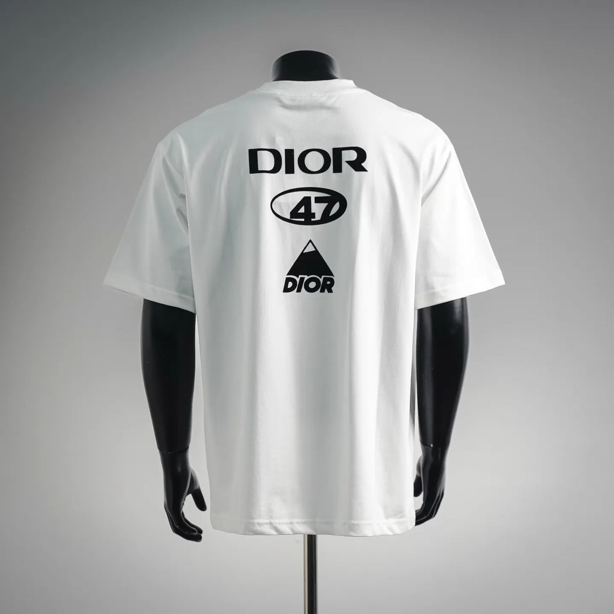 White Dior logo T-shirt, back graphic print, crew neck, short sleeves
