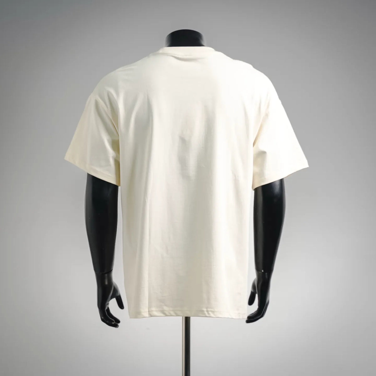 Cream Dior short-sleeve T-shirt back view, plain with crew neckline
