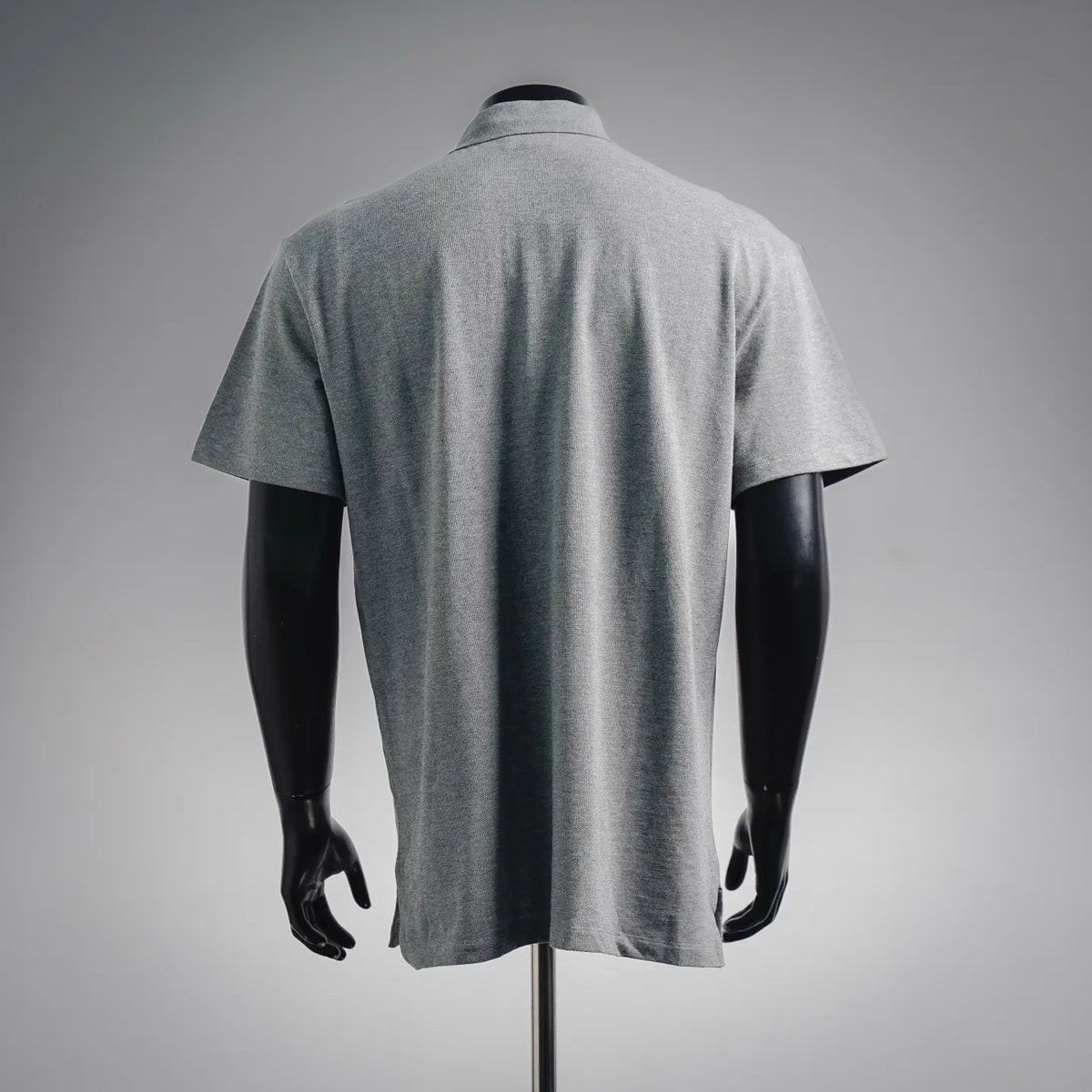 Gray short-sleeve polo shirt with plain back