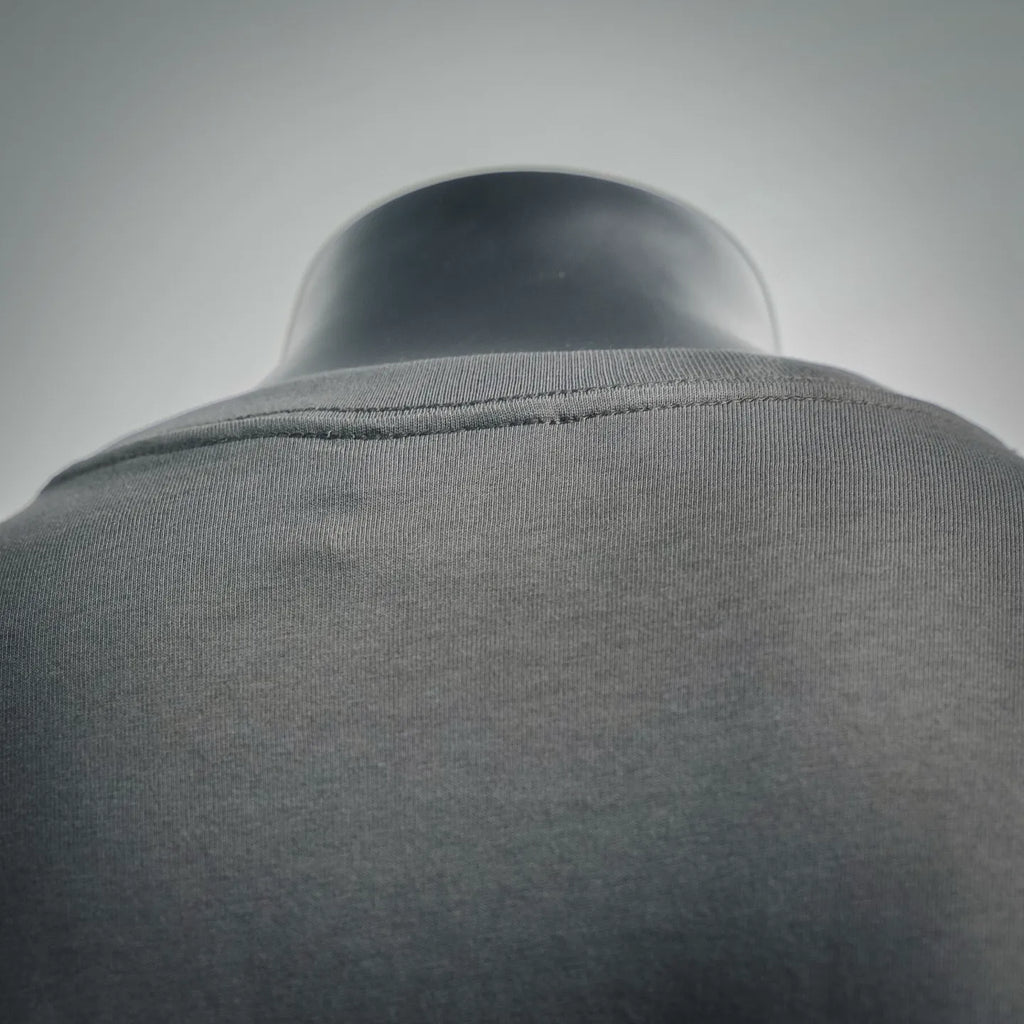 Dior dark gray crew neck collar ribbing close-up