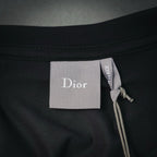 Dior dark gray T-shirt collar label and drawstring detail