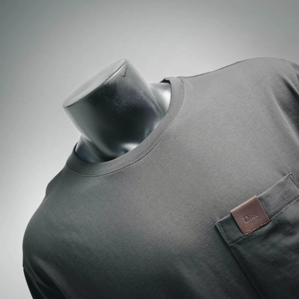 Dior dark gray short-sleeve T-shirt shoulder and chest pocket