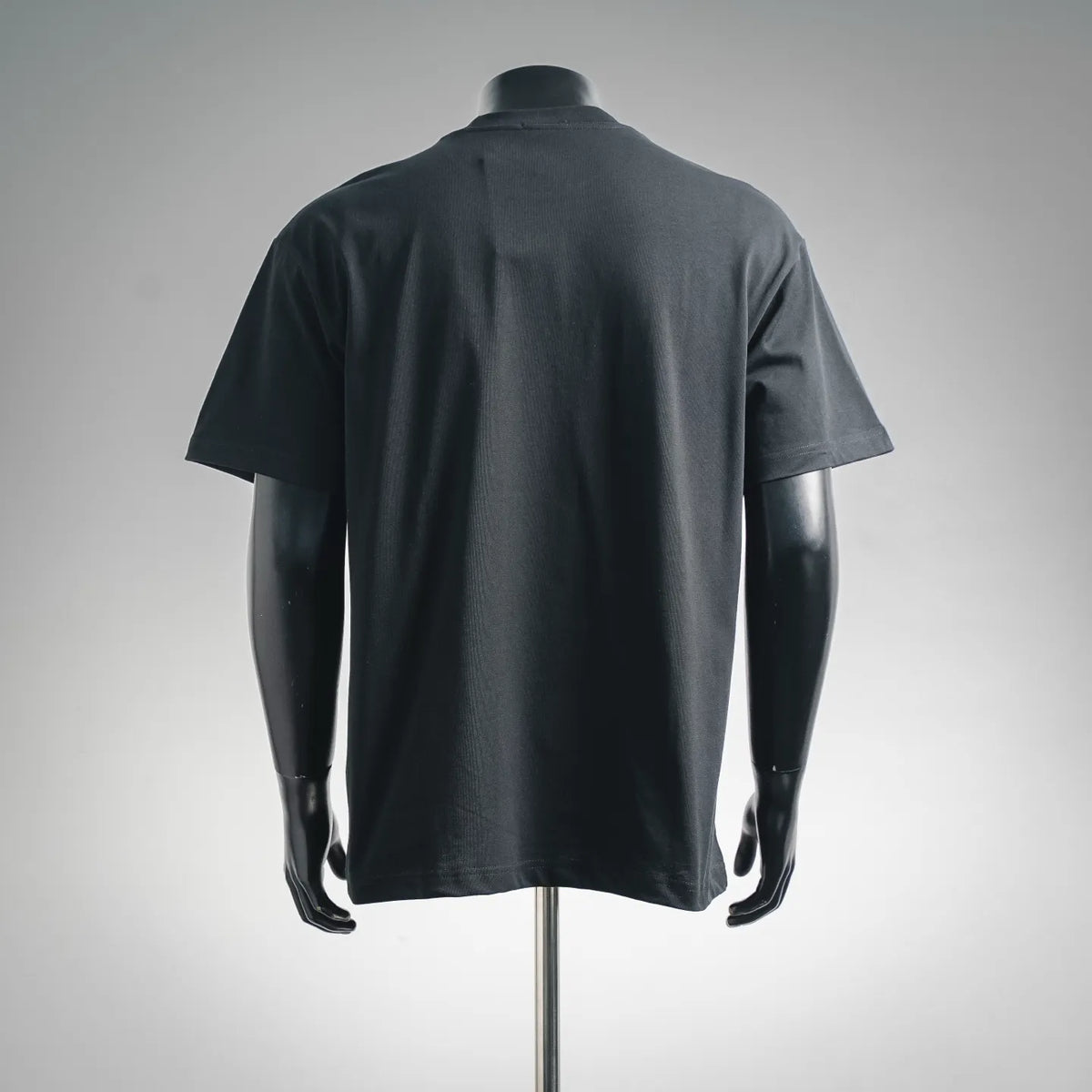 Black Dior T-shirt, crew neck, short sleeves, plain back view on mannequin