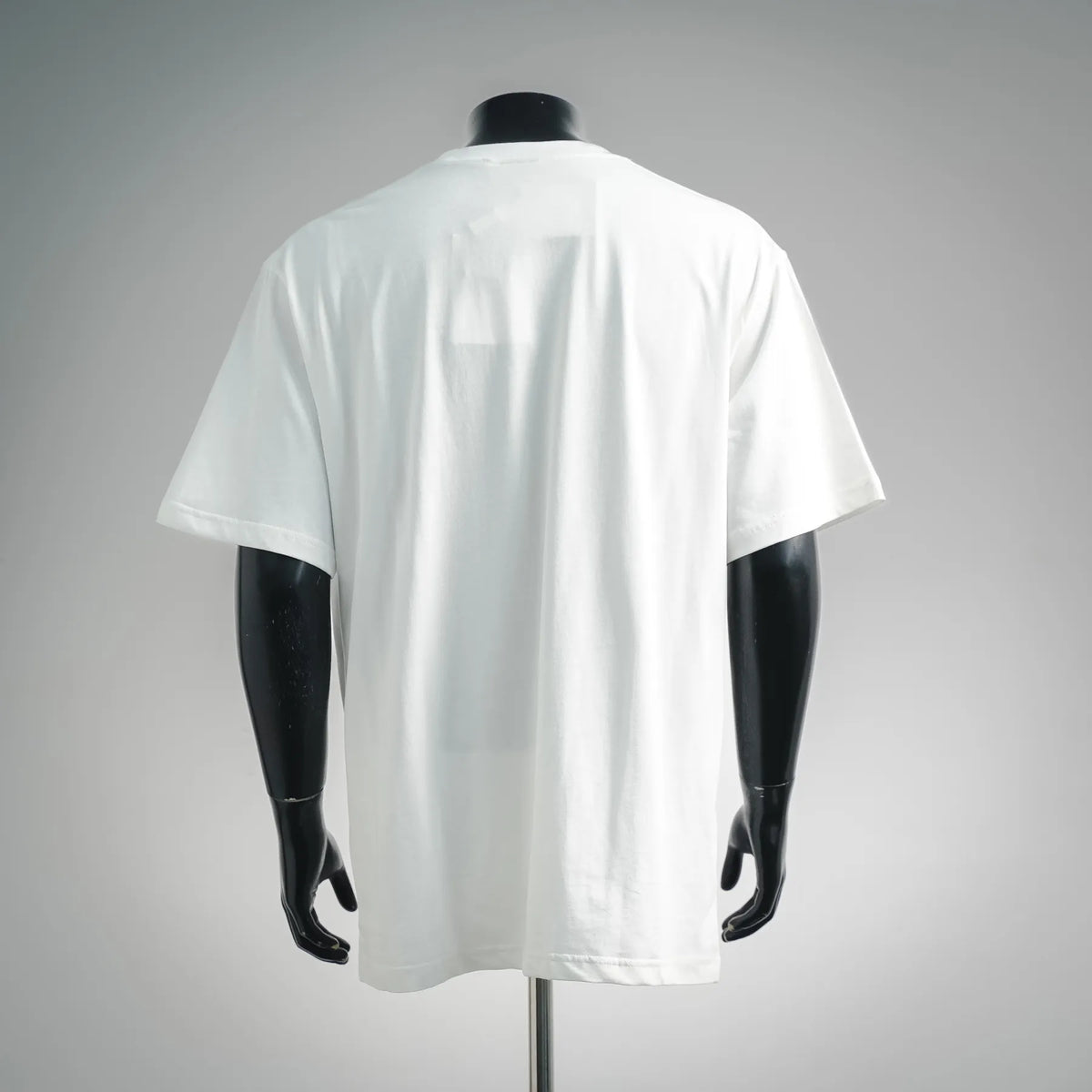 White Dior crew-neck T-shirt on a mannequin, plain back view