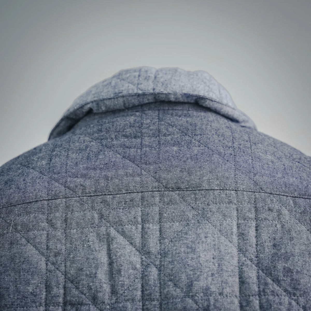 Blue quilted Dior coat with folded stand collar