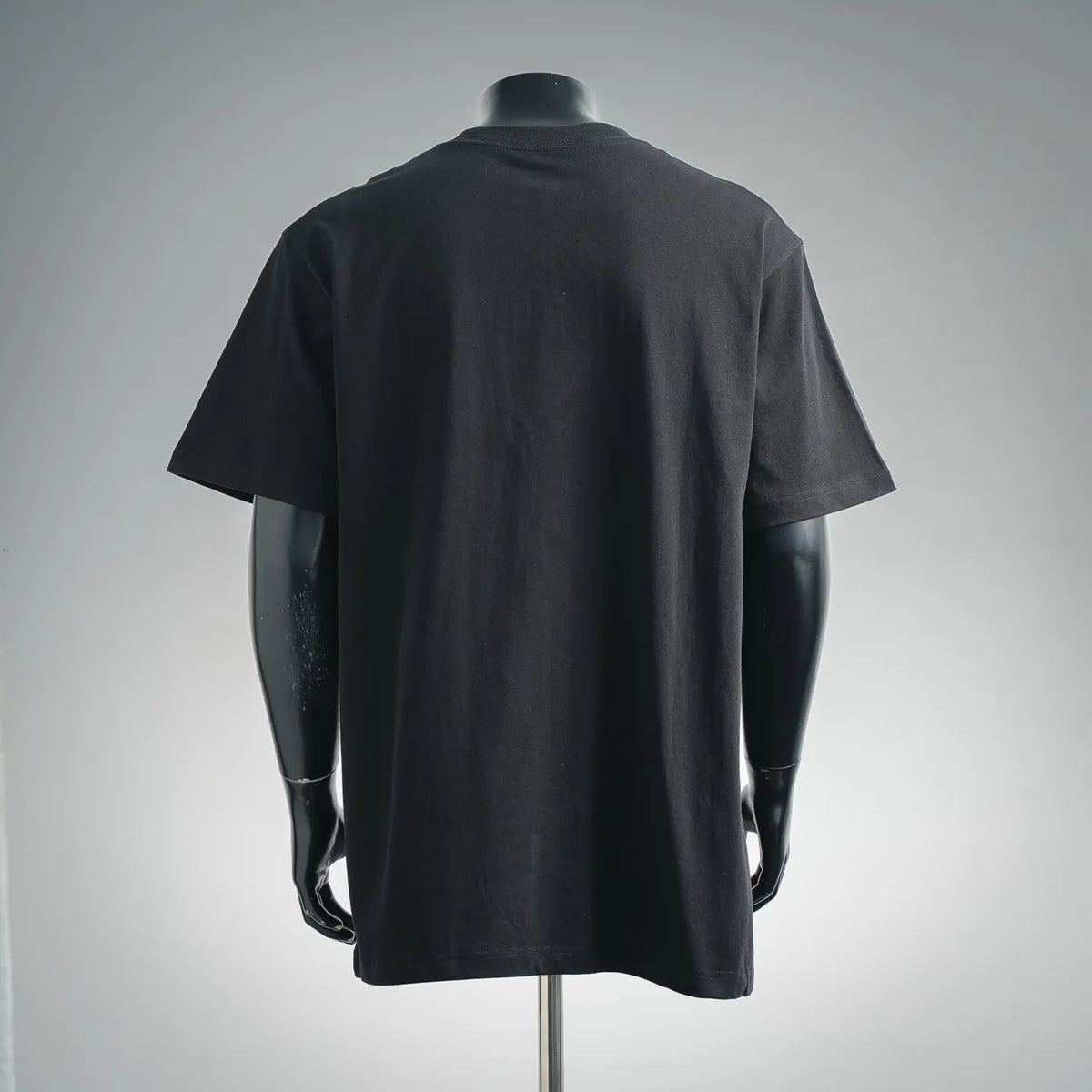 Black Dior crewneck T-shirt on mannequin, plain back view
