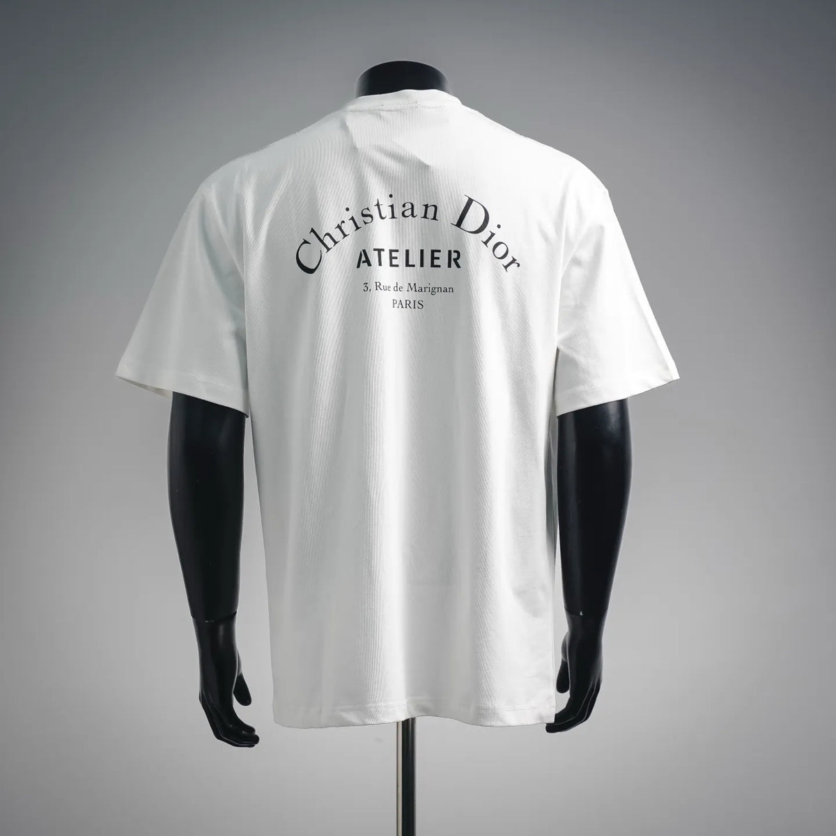 White Dior short-sleeve T-shirt with back "Atelier" logo print