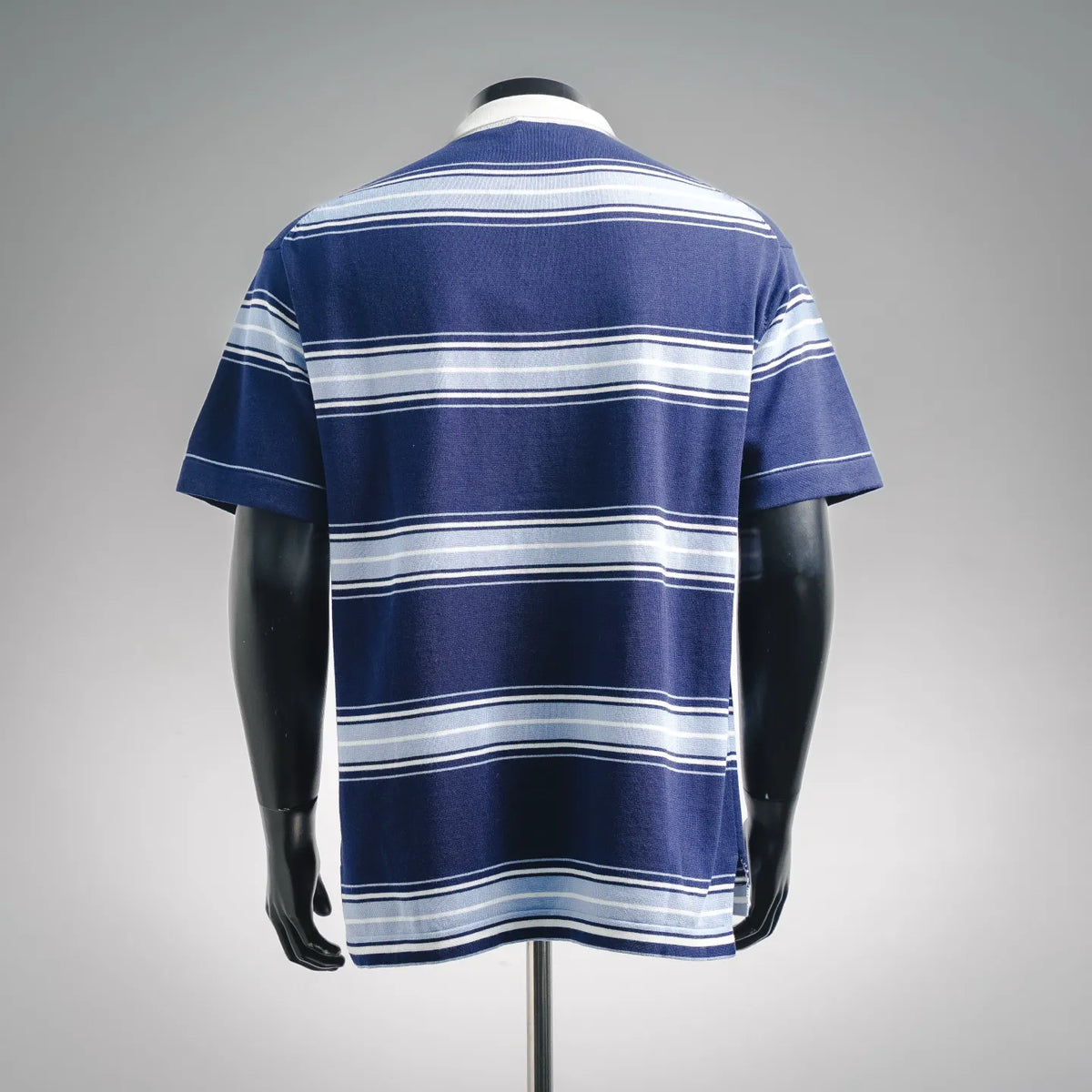 Dior striped polo shirt, blue with white horizontal stripes and back collar