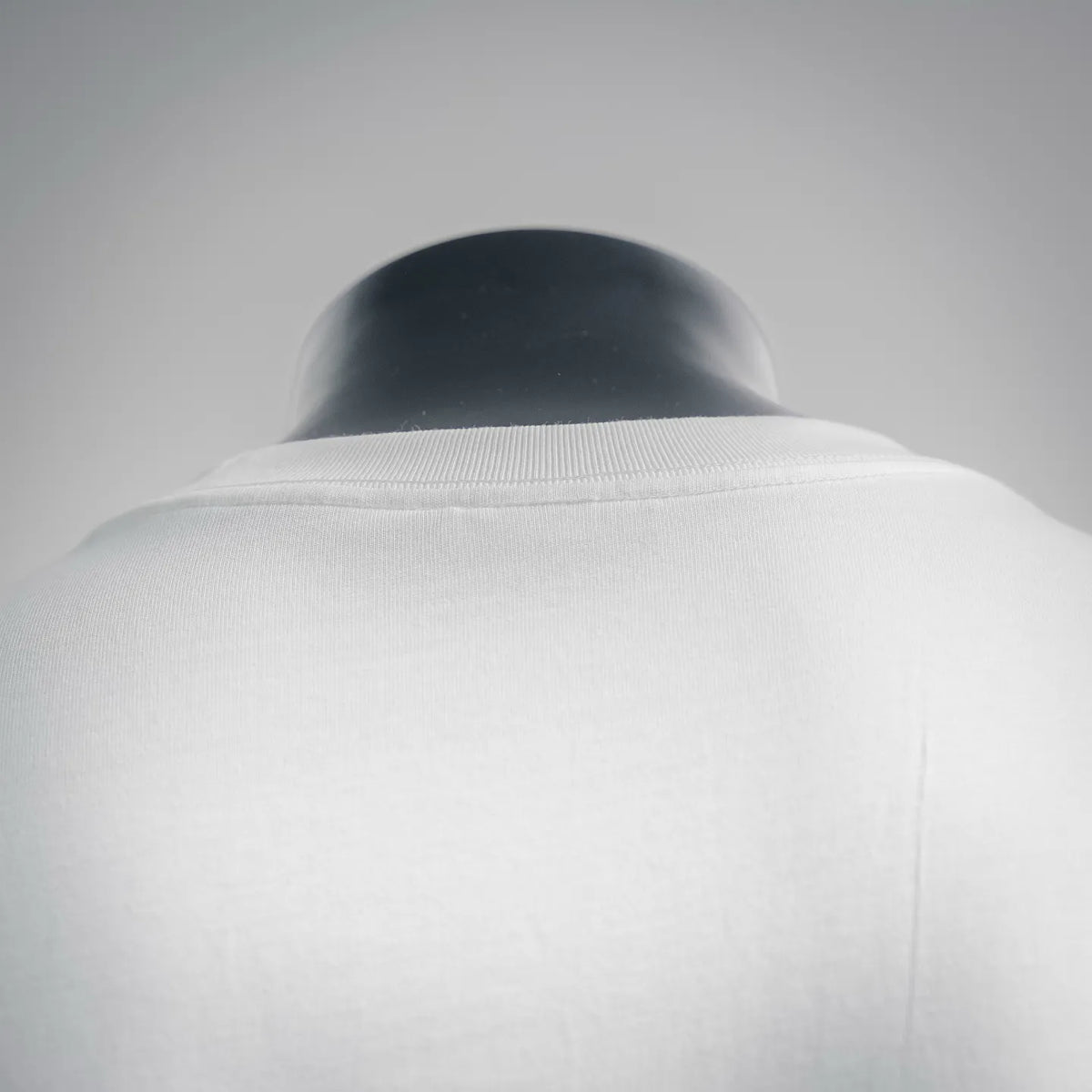White T-shirt crew collar and back neckline view