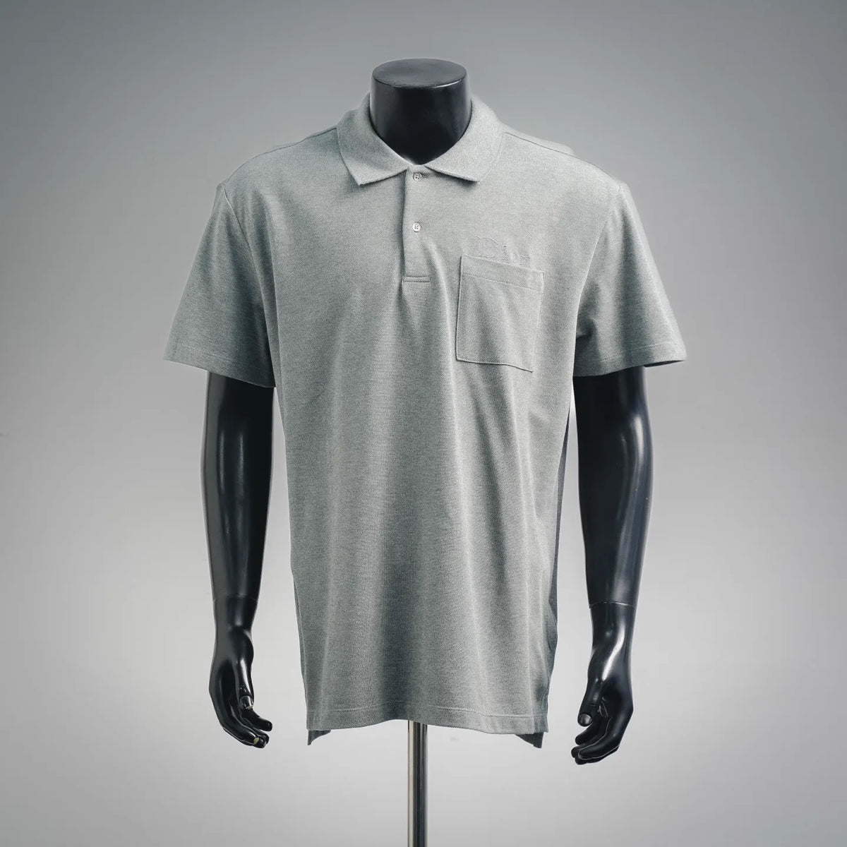 Dior gray short-sleeve polo shirt with collar and chest pocket