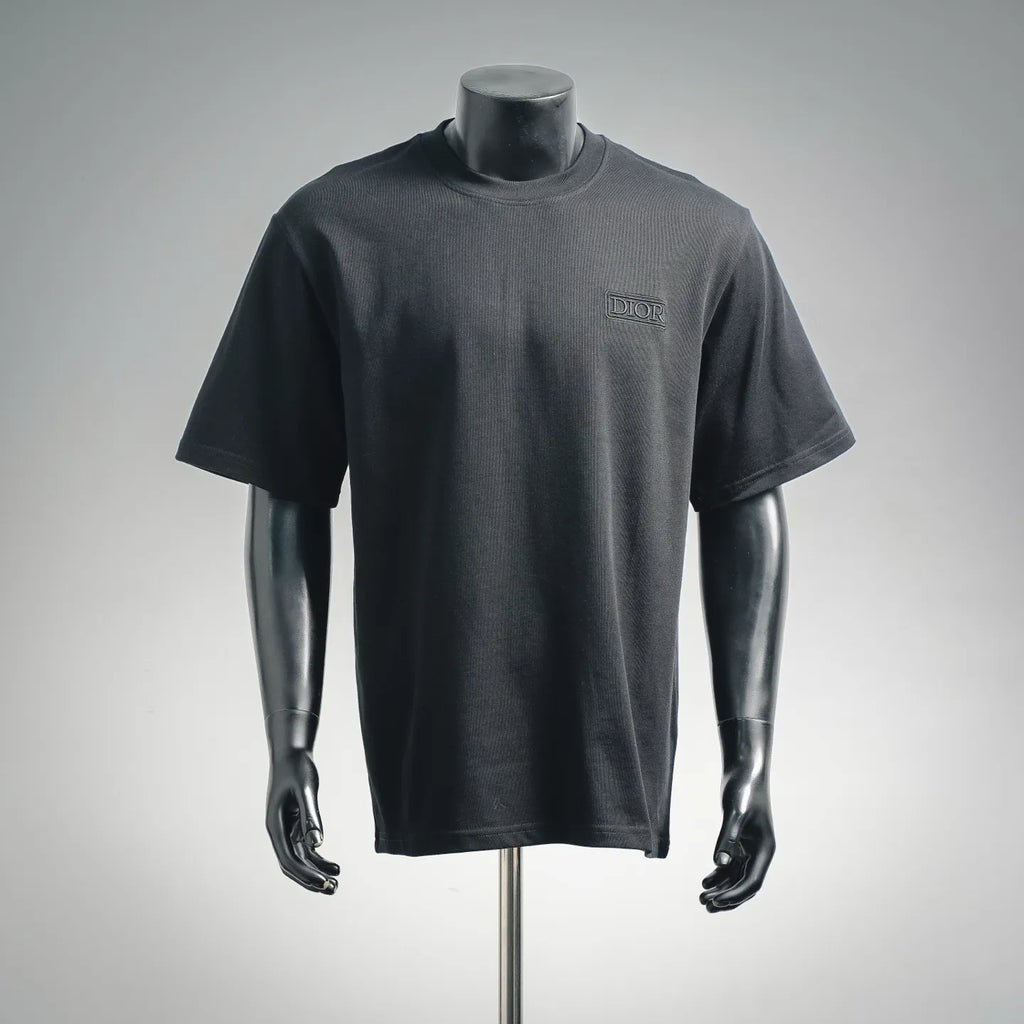 Dior crewneck short-sleeve T-shirt, dark fabric with small chest logo