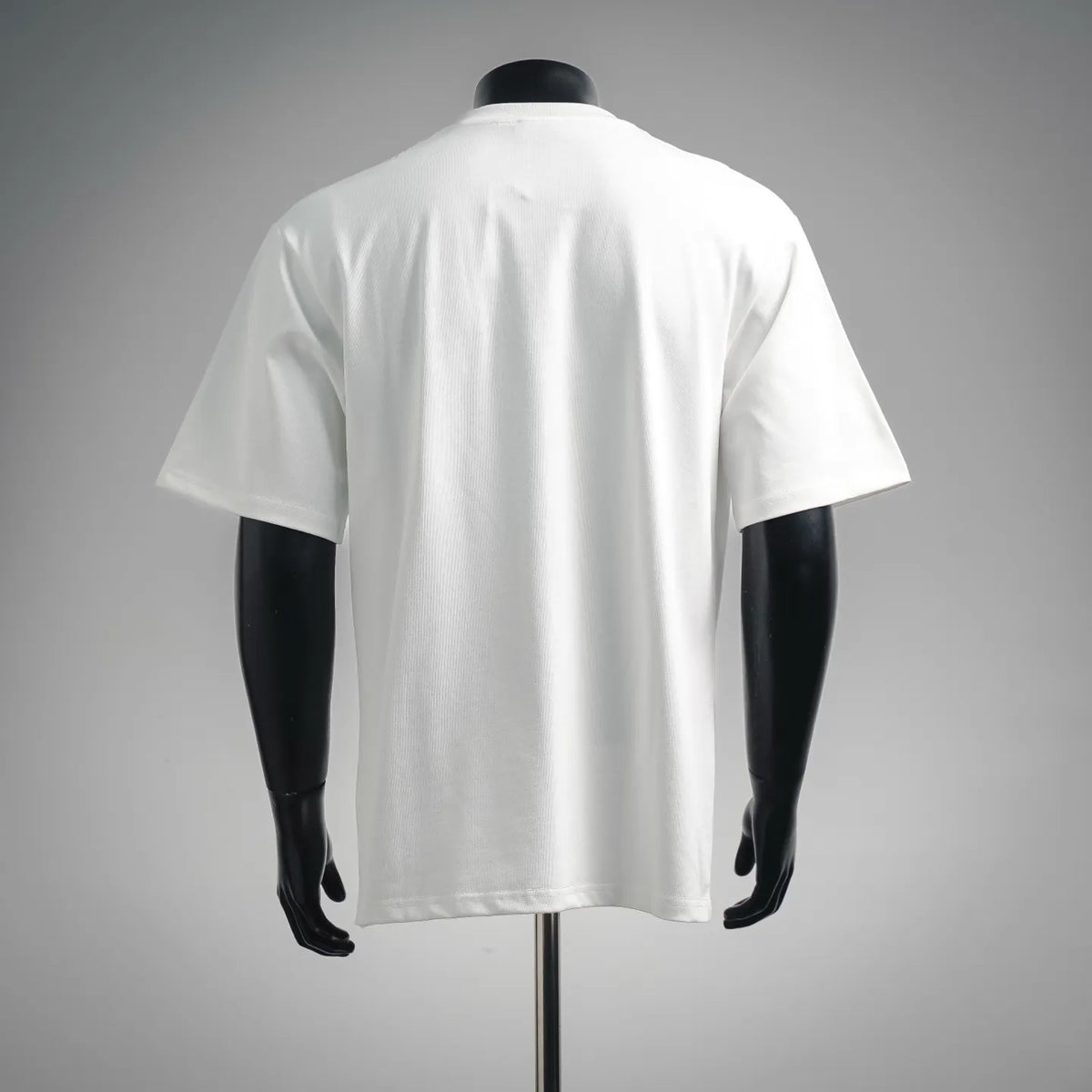 Dior white crewneck short-sleeve T-shirt, back view on a mannequin