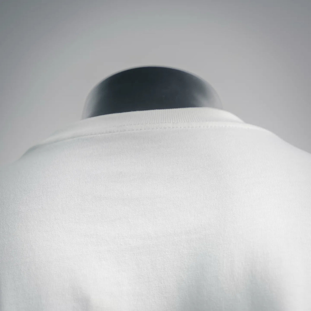 White T-shirt with crew neckline and ribbed collar