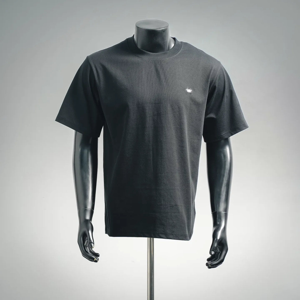 Dior crew-neck T-shirt, short sleeves, dark color, small white chest logo