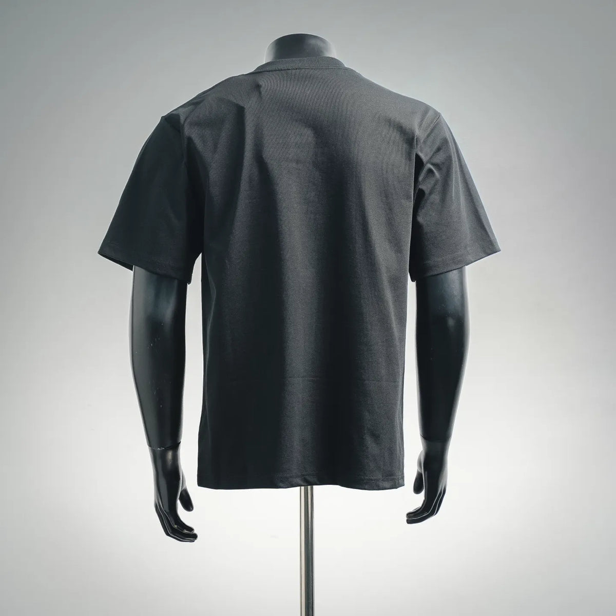 Dior crew-neck T-shirt back view, dark fabric, short sleeves, no front logo visible